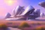 Placeholder: Sunny spring day, Futuristic buildings near the desert, impressionism painting