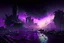 Placeholder: Destroyed City, Street View, Dense Purple Fog, Dead Soil, Broken Roads ,Black Night Sky, Stars, Space, Distant Alien Planets,