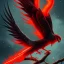 Placeholder: a detailed illustration of a black and red phoenix sitting on a branch of a tree, phoenix wallpaper, luminescent body, glinting wings, full body, symmetrical body, realistic, glowing wings, sharp focus, meticulously detailed, soft evening sky, 64k