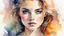 Placeholder: watercolor painting of a beautiful of a 25 year old woman, realistic skin texture, looking into the camera, Anna Razumovskaya style, atmospheric light, realistic colors