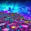 Placeholder: colorful galaxy abandoned city