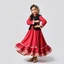Placeholder: full body 7years old girl ,simple background, full body of very pretty little girl in azeri dance wearing A underdress or shirt, often made of silk,A fitted, often velvet or brocade, jacket worn over the shirt.Wide, bell-shaped skirts are worn, often long and layered to create beautiful movements while dancing, with a long lace scarf at back of her head ,with pretty shoes,in T pose looking at camera.