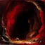 Placeholder: A dark red cavern near a Karoo designed in Bayeux tapestry painted by Gustave Courbet