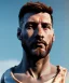 Placeholder: Gran angular, Realistic image, roman sculpture, marble material, Lionel Messi, Laurel wreath model, miguel angel style, emperador, God light, god rays, 4k resolution, ornate details, soft lighting, unreal engine 5, soft cyan background.