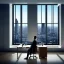 Placeholder: man sitting at his desk wearing a suit in an office, beautiful view of the city from his window, dramatic, dramatic lighting, volumetric lighting, hyperrealism, 8k, high quality, photorealistic, lot of details