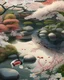 Placeholder: A peaceful Japanese garden with cherry blossoms and a tranquil pond with koi fish