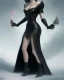 Placeholder: old evil queen in black leather gown, femme fatale, volouptous, busty, cleavage, angry, emperious, 8k resolution concept art portrait by Greg Rutkowski,