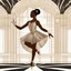 Placeholder: a black ballerina in an Art Deco ballroom, by artist "Ingrid Umber",by artist "Sienna Lamberts"