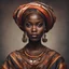 Placeholder: dnd, portrait of dark skinned woman in African traditional cloth