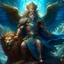 Placeholder: A god-like man with infinite power who holds the galaxies and wears a beautiful crown, a jewel made of diamonds and galaxies with weapons, riding on a lion with an eagle's head and eagle's wings.