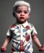 Placeholder: Pedro almodovar toddler, full body, white hair, floral shirt, dramatic lighting, hyper realistic