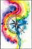 Placeholder: cosmic consciousness redirecting your compass; ink wash; cosmic rainbow palette