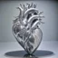 Placeholder: stainless steel sculpture of human heart formed by human bodies