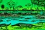 Placeholder: A teal poisonous swamp with crocodiles painted by Andy Warhol