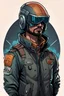 Placeholder: High Quality Science Fiction Character Portrait of an helmeted bounty hunter in a Bomber Jacket. Illustrated in the Style of the Archer Tv Series.