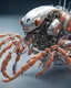 Placeholder: futuristic AI shrimp robot with high detail, very zoomed and high focus, highly intricate, and very neat features