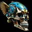 Placeholder: . Robot skull with bird on top of the head. Fractal
