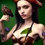 Placeholder: hyper realistic, young cute girl, short black air, green eyes, holding a owl, batterfly simple black tatoo, dressed a steampunk pirate, bra with carved leather, salvador dalì style. high details, thunderstorm. 4k, unreal engine