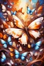 Placeholder: vibrant psychedelic oil painting image, airbrush, 64k, cartoon art image of background BROWN and WHITE BUTTERFLIES , futurism style