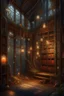 Placeholder: Forest library, autumn, many books,nature,natural lines, lamp garlands, twilight,dark,botanical maximalism boho style, hyperrealism, hyperdetalization, high quality, 32k, dark botanical, bionics, bionic elements,grunge, magic, fantasy, many complex details, filigree, clarity, sharpness, 8d painting, concept art, 35 mm, contrast