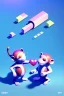 Placeholder: isometric clean art of a super cute monkeys in love, soft lighting, soft pastel gradients, high definition, 3d icon clay render, blender 3d