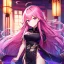 Placeholder: girl, masterpiece, best quality, volumetric lighting, detailed outfit, perfect eyes, pink hair, long hair, vibrant purple eyes, black stockings, chinese clothes,