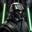 Placeholder: star wars bald male corellian jedi pilot wearing gunmetal grey and black old republic armored robes with gold trim inside the jedi temple holding a lightsaber with viridian green blade in left hand, centered head and shoulders portrait, hyperdetailed, dynamic lighting, hyperdetailed background, 8k resolution, volumetric lighting, light skin, fully symmetric details