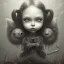 Placeholder: cute girl with little monster, style <John Kenn Mortensen>,