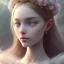 Placeholder:  full Closeup face portrait of a girl wearing crown of flowers, smooth soft skin, big dreamy eyes, beautiful intricate colored hair, symmetrical, anime wide eyes, soft lighting, detailed face, by makoto shinkai, stanley artgerm lau, wlop, rossdraws, concept art, digital painting, looking into camera