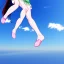 Placeholder: Anime girl kicking high side view