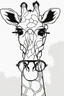 Placeholder: Outline art for cute coloring pages with giraffe with glasses, full body, white background, sketch style, only use outline, clean line art, no shadows and clear and well outlined.