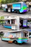 Placeholder: modern looking food truck that has a bunch of bright paint and flashy lights