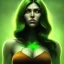 Placeholder: portrait, insanely detailed, heroïc fantasy setting, woman, dark-skinned, indian, black hair, add green hair, more green hair