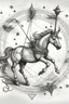 Placeholder: zodiac sign "Sagittarius" drawn in pencil in shades of gray against the sky