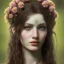 Placeholder: A beautiful female celtic druid with hair made out of flowers, digital art, HD, 8k, high definition, very high quality, detailed eyes, nature, druid, fantasy