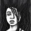 Placeholder: Paper. Pencil sketch art .the face of A young black woman. A wood nymph emerging from the forest. Her hair looks like vines. Dreadlocs. Her skin is the colour of dark soil. Her skin looks like tree bark. Her clothing is made of vines, grass and leaves.