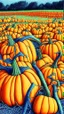 Placeholder: pencil drawing with colored pencils of a pumpkin patch, colorful