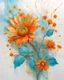 Placeholder: bright light and turquoise , gold and orange flower van Gough white background