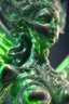 Placeholder: transparent olivine beauty queen Seraph, in green fire chrome casino, high detail, 8k, cinematic, depth of field, art