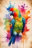 Placeholder: background old paper, parrot, watercolor, fine drawing, high detail, 8K, drips, splashes, bright colors