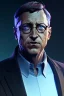 Placeholder: A portrait of BILL GATES in a cyberpunk city, sci-fi fantasy style, blender 3d, 8k, DNA , ignore NSFW, apocalypse set ,3D, 8k, dark gold lights,sorrow.