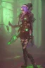 Placeholder: steampunk elf in a neon dystopian forest