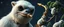 Placeholder: close up on member of sax jazz giant polar alien sloth gremlin sheep flock climbing trees
