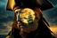 Placeholder: create a surreal double exposure of a pirate captain with a leather eye patch bearing a skull emblem. His face is overlaid with a faded treasure map, torn and weathered. Inside his silhouette, a pirate ship sails near a distant island under a full glowing moon, clouds drifting past, palm trees in the background. His coat and hat blend into storm clouds, golden and dark blue tones, ultra-detailed, cinematic --v 7 --style raw --ar 3:4
