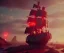 Placeholder: pirate ship, futuristic, metallic, lava, cannons