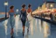 Placeholder: two elegant women walking at night on a sea promenade, by artist "Ingrid Umber", by artist "Sienna Lamberts