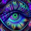 Placeholder: Close-up of mystical eyes, neon glow, intricate iris patterns, digital art style