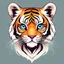 Placeholder: Cute tiger with adorable eyes / t-shirt design / clear lines/ neofuturist