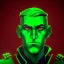 Placeholder: War propaganda of a patriotic soldier wearing green w red lights