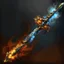 Placeholder: Realistic painting of a fantasy fire sword, fantasy game sword, Norse mythology sword, high detail digital painting